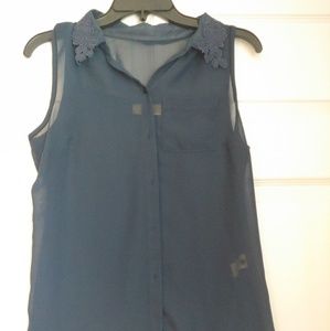 Navy buttoned up top